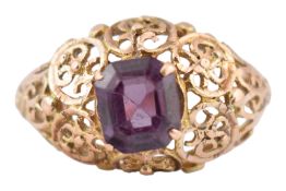 GOLD & SYNTHETIC SAPPHIRE DOME RING