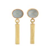CATHERINE MANNHEIM - 18CT GOLD AQUAMARINE CABOCHON EARRINGS