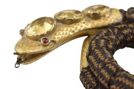 VICTORIAN COILED SERPENT MOURNING HAIR BRACELET