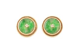 14CT GOLD & JADE & DIAMOND EARRINGS