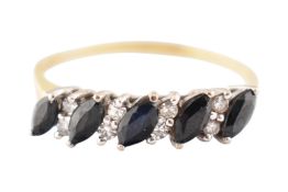 HALLMARKED 18CT GOLD SAPPHIRE & DIAMOND RING