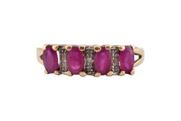 HALLMARKED 9CT GOLD RUBY & DIAMOND RING