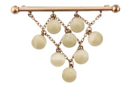 19TH CENTURY VICTORIAN 9CT GOLD SELENITE PENDANT BROOCH