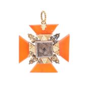 ANTIQUE GEORGIAN CARNELIAN MOURNING MALTESE CROSS PENDANT