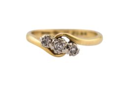 18CT GOLD & DIAMOND THREE STONE RING