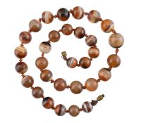 VICTORIAN BANDED AGATE BEAD NECKLACE