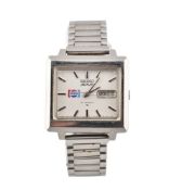 SEIKO ACTUS PEPSI STAINLESS STEEL SQUARE DIAL WRISTWATCH