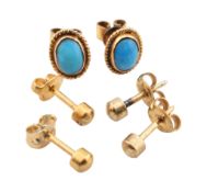 THREE PAIRS OF 9CT GOLD EARRINGS