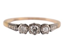 18CT GOLD & PLATINUM DIAMOND THREE STONE RING
