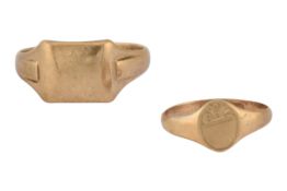 TWO 9CT GOLD SIGNET RINGS