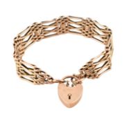 9CT GOLD GATE LINK CHAIN BRACELET