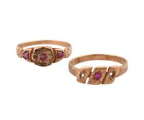 VICTORIAN HALLMARKED 15CT GOLD GEM SET RING & 18CT GOLD RING