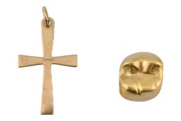 HALLMARKED 9CT GOLD CROSS PENDANT & GOLD TOOTH