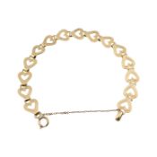 9CT GOLD HEART LINKED BRACELET