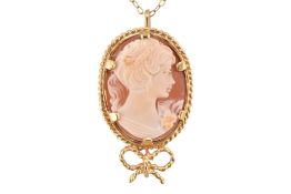 HALLMARKED 9CT GOLD CAMEO PENDANT & CHAIN