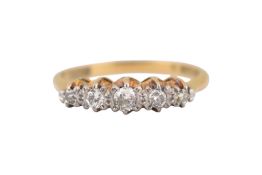 18CT GOLD & PLATINUM FIVE STONE RING