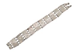 1920'S SILVER PANEL IDENTITY BRACELET