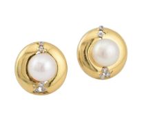 PAIR OF 18CT GOLD PEARL & DIAMOND STUD EARRINGS