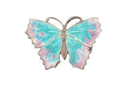 NORWEGIAN HJH SILVER & ENAMEL BUTTERFLY BROOCH