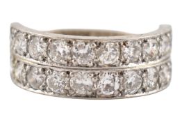 18CT GOLD PLATINUM & DIAMOND HALF HOOP RING