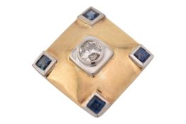 HALLMARKED 9CT GOLD SAPPHIRE & DIAMOND NECKLCE PENDANT