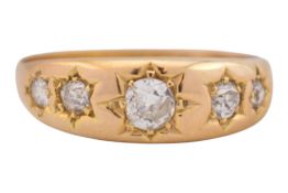 19TH CENTURY VICTORIAN HALLMARKED FIVE STONE DIAMOND RING