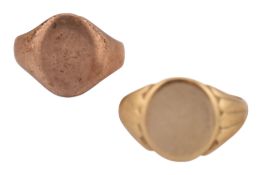 TWO HALLMARKED 9CT GOLD SIGNET RINGS