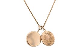 9CT GOLD ROPE TWIST NECKLACE & TWO LOCKETS