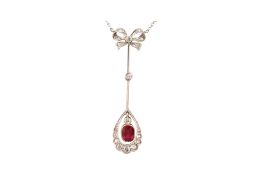 EARLY 20TH CENTURY DIAMOND GEM SET PENDANT NECKLACE