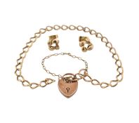 PAIR OF HALLMARKED 9CT GOLD EARRINGS & 9CT GOLD BRACELET