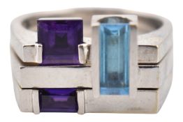 14CT WHITE GOLD THREE PART STACKING RING