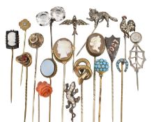 ASSORTMENT OF ANTIQUE LAPAEL STICK & HAT PINS