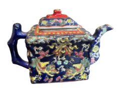 QING DYNASTY OR LATER BLUE GROUND ENAMELED TEAPOT 道光款 珐琅彩茶壶