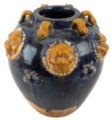TANG DYNASTY STYLE BLUE & BROWN SANCAI GLAZED VASE / JAR 唐 蓝褐彩罐/瓶