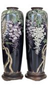 PAIR OF 19TH CENTURY JAPANESE MEIJI CLOISONNE ENAMEL VASES 日本明治七宝烧瓶一对