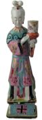 QING DYNASTY FAMILLE ROSE FIGURE OF A LADY 清 粉彩 女仕立像