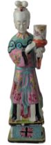 QING DYNASTY FAMILLE ROSE FIGURE OF A LADY 清 粉彩 女仕立像