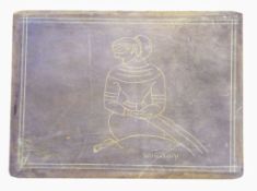 JAMINI ROY (1887-1972) - SEATED WOMAN - ENGRAVING ON SLATE