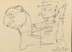 JAMINI ROY (1887-1972) - UNTITLED INK PEN ON PAPER SKETCH DRAWING