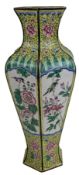 20TH CENTURY CHINESE BRONZE BASE ENAMELLED VASE 20世纪 铜胎珐琅彩六棱瓶