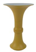 CHINESE YELLOW GLAZED GU SHAPED PORCELAIN ASE 乾隆`款 黄釉花觚