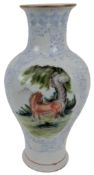 CHINESE FAMILLE ROSE 'HARE & HORSE' PORCELAIN VASE 乾隆款 粉彩瓶