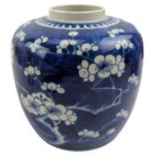19TH CENTURY BLUE & WHITE PRUNUS GINGER JAR 请 康熙款冰梅罐