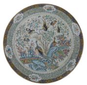 LARGE 19TH CENTURY QING DYNASTY FAMILLE VERTE CHARGER 清中期 广彩花鸟大盘