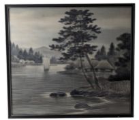 PAIR OF EARLY 20TH CENTURY JAPANESE PAINTED PAINTINGS ON TEXTILE 20世纪日本风景画