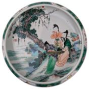 QING DYNASTY FAMILLE VERTE PORCELAIN BRUSH WASHER 清 五彩人物笔洗