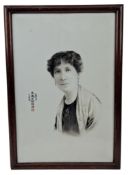 CHINESE REPUBLIC TILE PORTRAIT OF A LADY PAINTING 20世纪初手绘瓷片