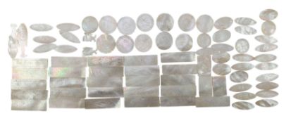 QING DYNASTY HAND CARVED MOTHER OF PEARL GAME TOKENS 清 十三行贝母·筹码
