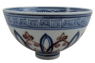 CHINESE BLUE & UNDERGLAZED RED BOWL 青花釉里红茶盌/小盌