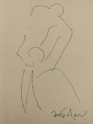 JAMINI ROY (1887-1972) - UNTITLED INK PEN ON PAPER SKETCH OF FIGURE